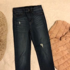 ripped high-rise skinny jeans